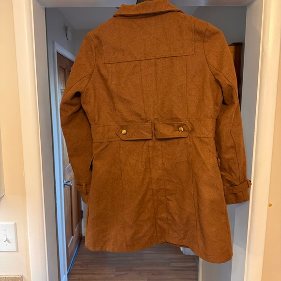 Coogi Womens Peacoat Size Large Tan Brown Button & Zip Down Warm Cozy - Picture 2 of 12